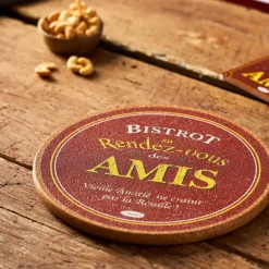 Fabrique de Styles Accessoires De Table*Dessous de plat en liège rouge et jaune d20cm - Bistrot Des Amis