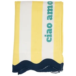 Fabrique de Styles Draps De Plage Et Foutas*Drap de plage en coton rayé jaune et bleu 170x85cm - Medi