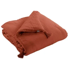 Fabrique de Styles Housses D'édredon*Edredon en gaze de coton terracotta 150x150cm - Gaia
