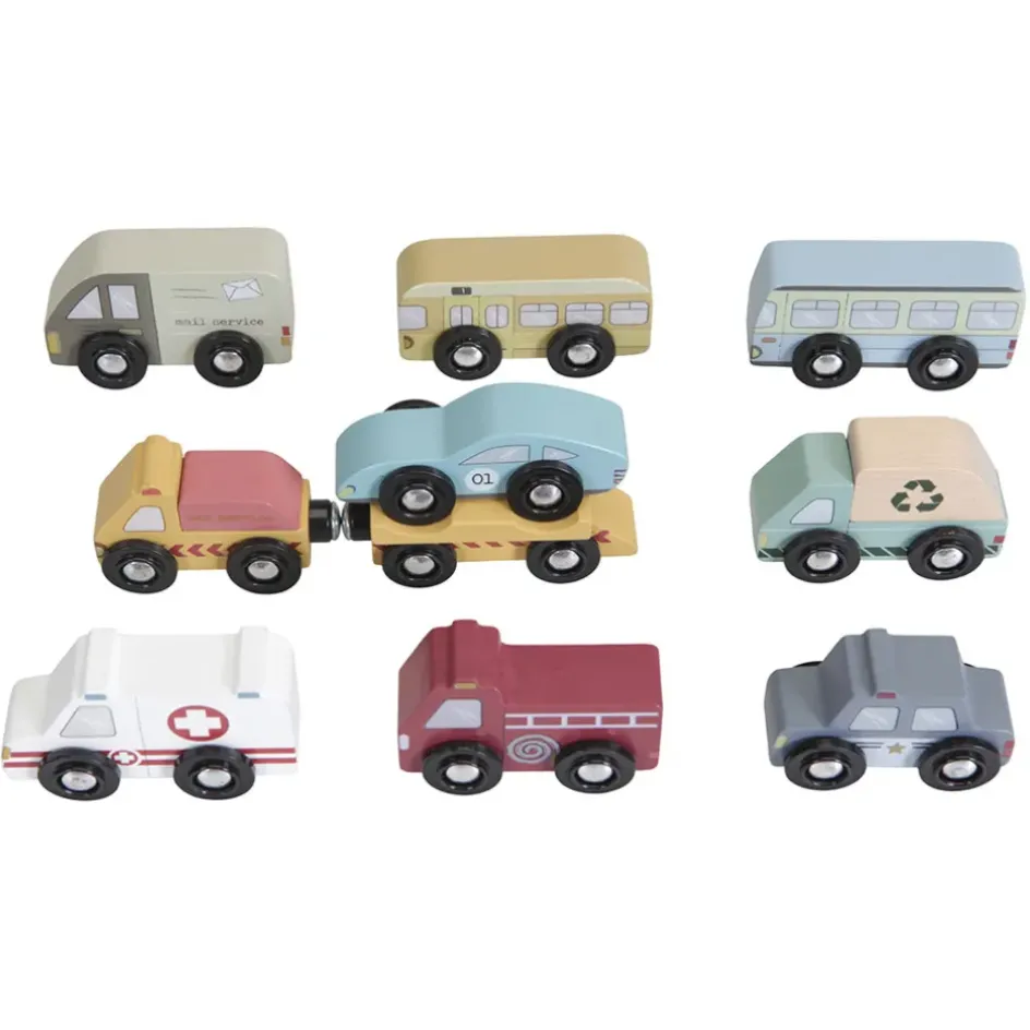 Enfant Fabrique de Styles Jouets*Ensemble 9 véhicules circuit de train en bois