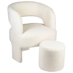Fabrique de Styles Fauteuils*Fauteuil avec tabouret bouclette - Organic