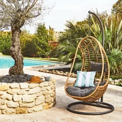 Enfant Fabrique de Styles Chaises, Fauteuils|Jardin*Fauteuil de jardin oeuf suspendu en resine tressée - Riga