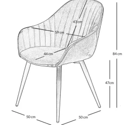 Fabrique de Styles Chaises*Fauteuil de salle à manger en velours - Ben