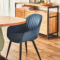 Fabrique de Styles Chaises*Fauteuil de salle à manger en velours côtelé - Ben