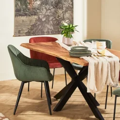 Fabrique de Styles Chaises*Fauteuil de salle à manger en velours côtelé - Ben