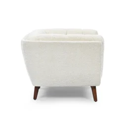 Fabrique de Styles Fauteuils*Fauteuil de salon en tissu effet bouclette écru - Beryl