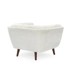 Fabrique de Styles Fauteuils*Fauteuil de salon en tissu effet bouclette écru - Beryl