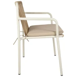 Enfant Fabrique de Styles Chaises, Fauteuils|Jardin*Fauteuil d'extérieur avec coussin en tissu beige et blanc - Ajay