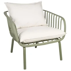 Enfant Fabrique de Styles Chaises, Fauteuils|Jardin*Fauteuil d'extérieur avec 2 coussins en tissu blanc - Lumi