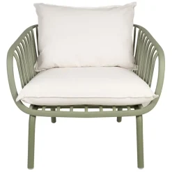 Enfant Fabrique de Styles Chaises, Fauteuils|Jardin*Fauteuil d'extérieur avec 2 coussins en tissu blanc - Lumi