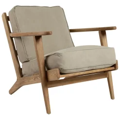 Fabrique de Styles Fauteuils*Fauteuil en coton gris et chêne - Laureli