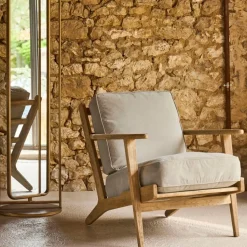 Fabrique de Styles Fauteuils*Fauteuil en coton gris et chêne - Laureli