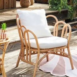 Enfant Fabrique de Styles Chaises, Fauteuils|Jardin*Fauteuil en rotin avec coussin blanc - Sherbrooke