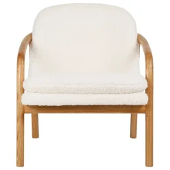Fabrique de Styles Fauteuils*Fauteuil en tissu bouclette crème et pieds en frêne - Element