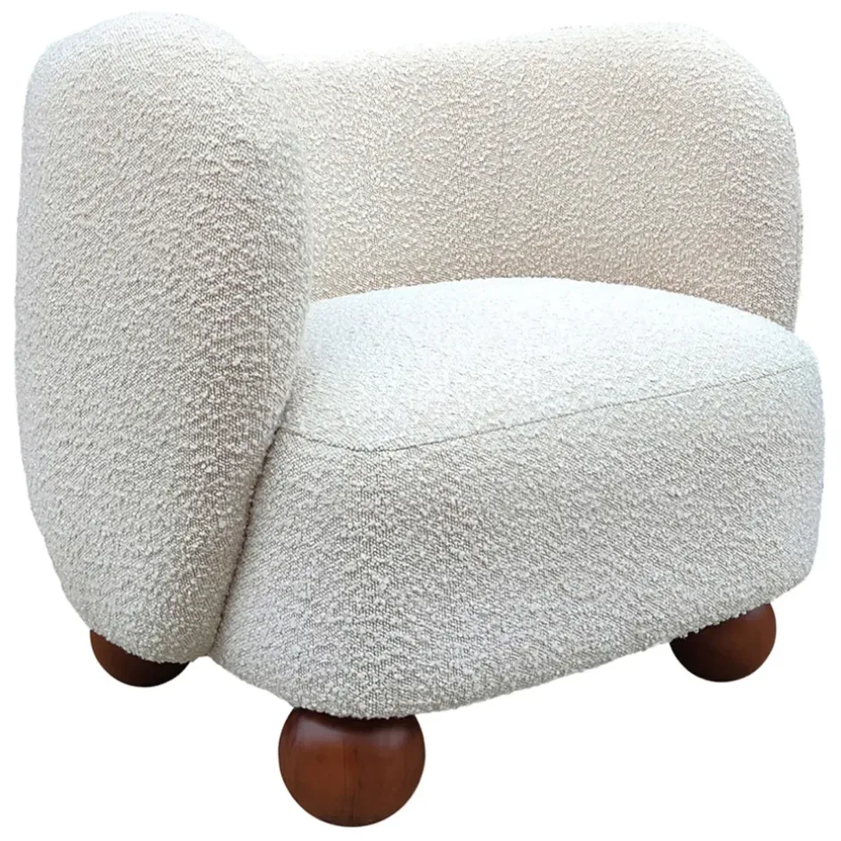 Fabrique de Styles Fauteuils*Fauteuil en tissu bouclette écru - Sixties