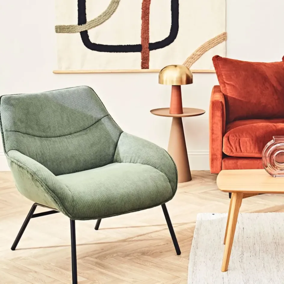 Fabrique de Styles Fauteuils*Fauteuil en velours côtelé sapin - martin