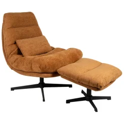 Fabrique de Styles Fauteuils*Fauteuil et repose pied en tissu et fer noir - Lery