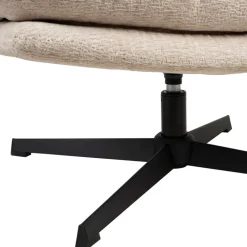 Fabrique de Styles Fauteuils*Fauteuil et repose pied en tissu beige et fer noir - Lery