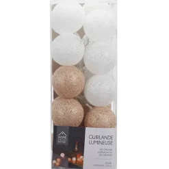 Fabrique de Styles Déco Lumineuse*Guirlande boule blanc et or 20 leds