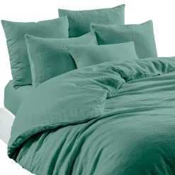 Fabrique de Styles Housses De Couette*Housse de couette en lin et coton céladon 260x240cm - Limy