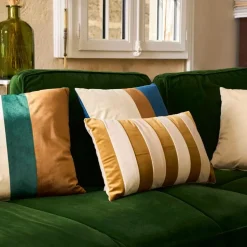 Fabrique de Styles Coussins Et Housses*Housse de coussin en velours rayé et nude 50x30cm - Klosen