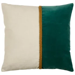 Fabrique de Styles Coussins Et Housses*Housse de coussin en velours coton émeraude et écru 45x45cm - Neo