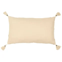 Fabrique de Styles Coussins Et Housses*Housse de coussin rectangulaire visage brodée écru, et noir 50x30cm - terre brulée