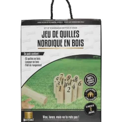 Fabrique de Styles Jeux*Jeu de quilles nordique en pin + filet de rangement