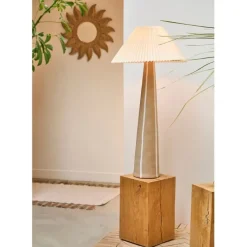 Fabrique de Styles Lampadaires*Lampadaire en céramique et lin et écru h103cm - Paese