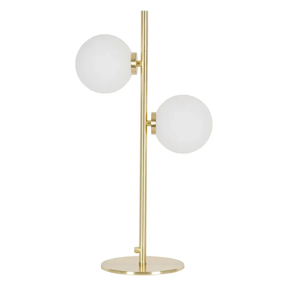 Fabrique de Styles Lampes À Poser*Lampe 2 globes en verre opaline doré - edmond