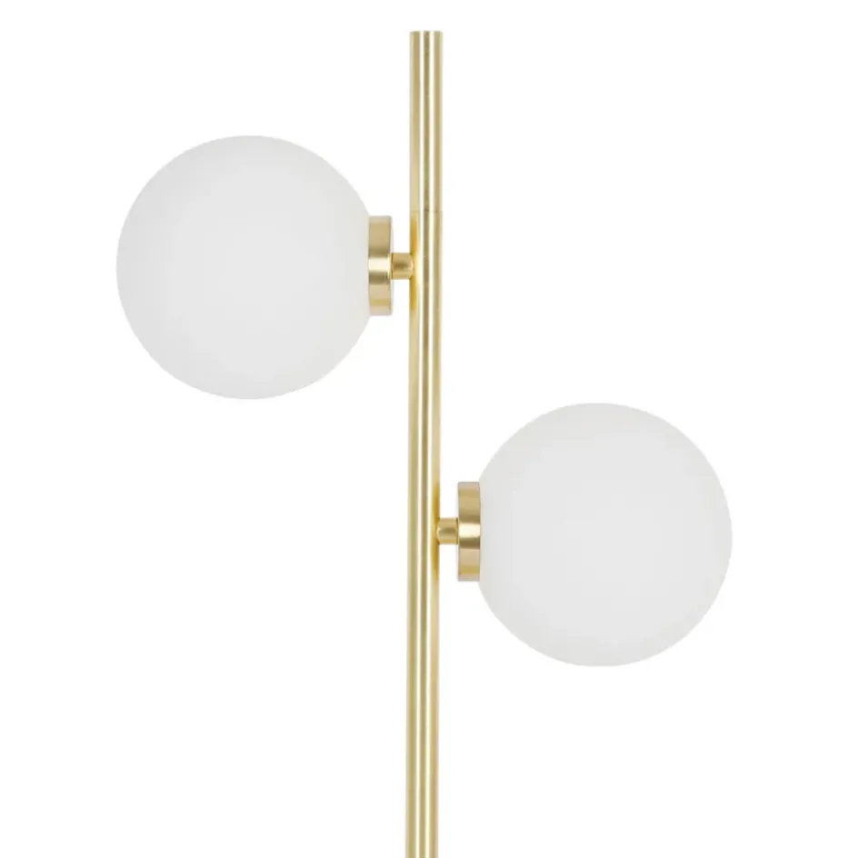 Fabrique de Styles Lampes À Poser*Lampe 2 globes en verre opaline doré - edmond
