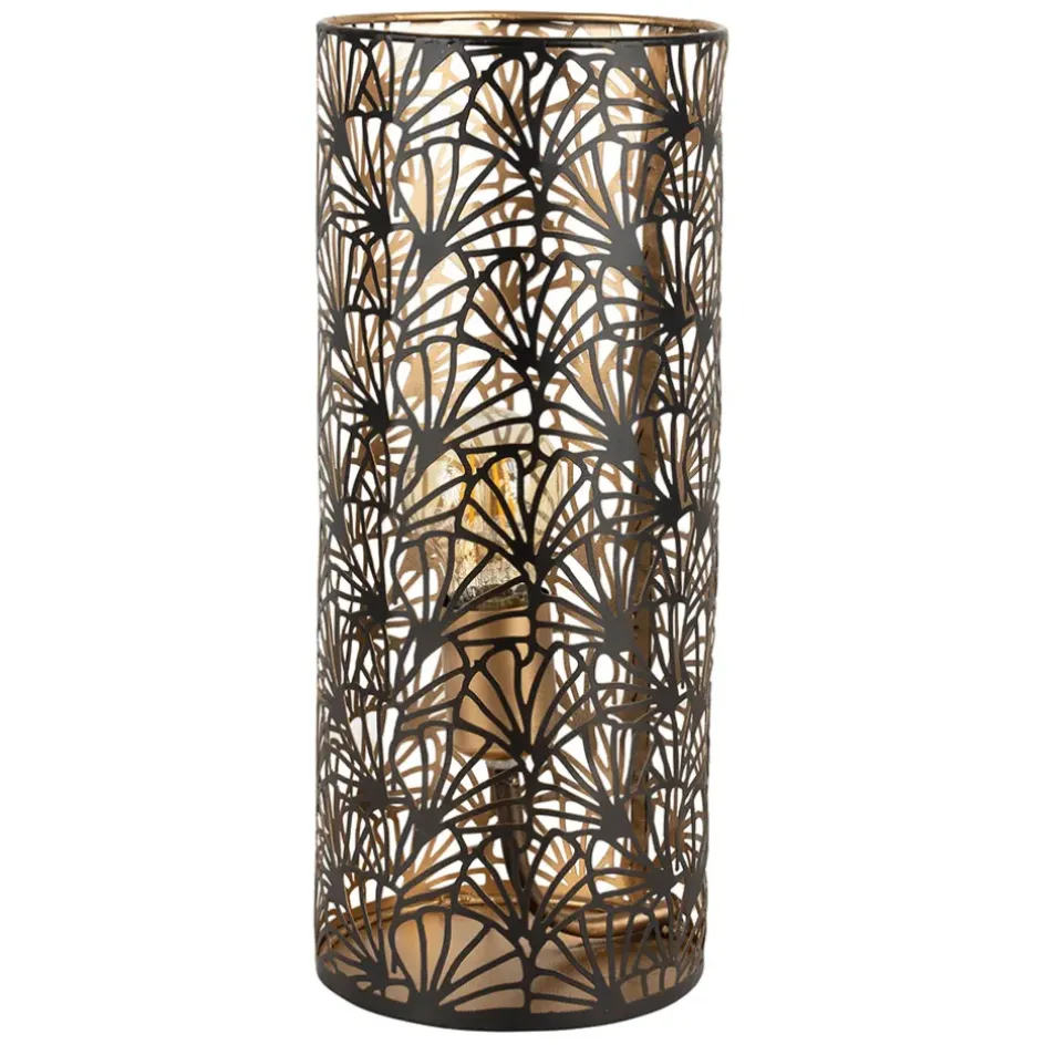 Fabrique de Styles Lampes À Poser*Lampe cylindre en fer h36cm noir et doré - flaural