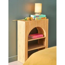 Fabrique de Styles Lampes À Poser*Lampe en bois d'hévéa et coton naturel et h24cm - Filen