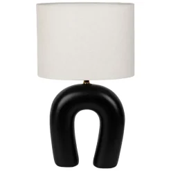 Fabrique de Styles Lampes À Poser*Lampe en céramique ecru et coton noir h45cm - Organic