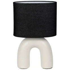 Fabrique de Styles Lampes À Poser*Lampe en céramique et coton ecru et noir h34.5cm - Organic