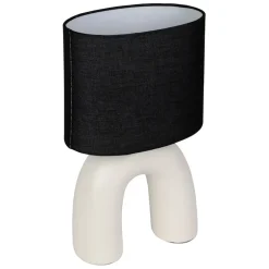 Fabrique de Styles Lampes À Poser*Lampe en céramique et coton ecru et noir h34.5cm - Organic