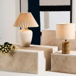 Fabrique de Styles Lampes À Poser*Lampe en céramique et lin écru h40cm - Greeka