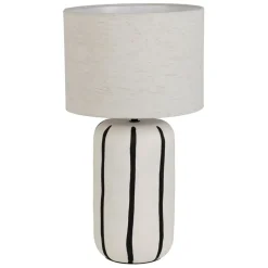 Fabrique de Styles Lampes À Poser*Lampe en céramique rayée noir et écru h46cm - Paese