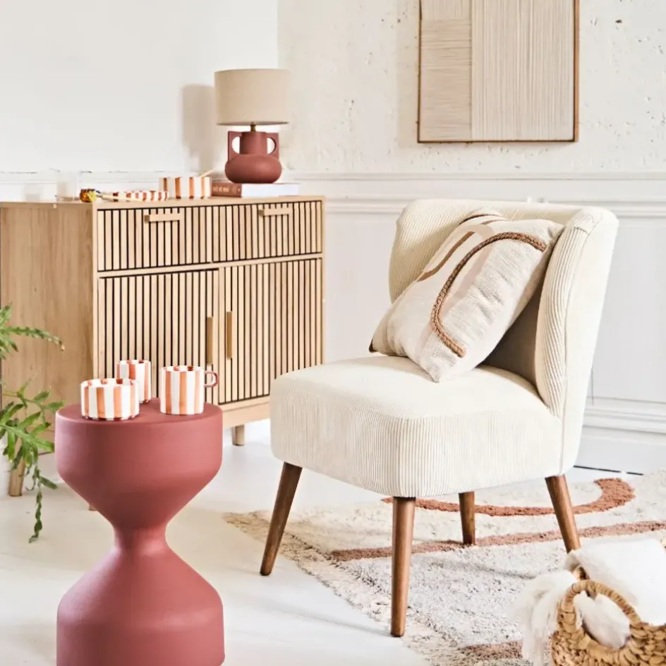 Fabrique de Styles Lampes À Poser*Lampe en céramique et lin h33.5cm - Eterra