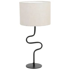 Fabrique de Styles Lampes À Poser*Lampe en fer et coton noir et beige d29xh60cm - Funky