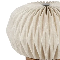 Fabrique de Styles Lampes À Poser*Lampe en papier et lin blanc et support en manguier d43xh31cm - Fontelo