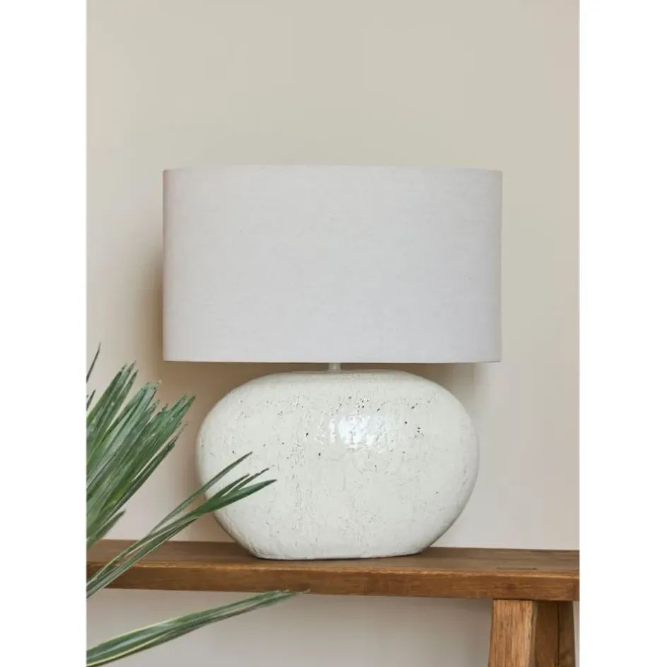 Fabrique de Styles Lampes À Poser*Lampe en terre cuite et lin blanc h50cm - Tahra