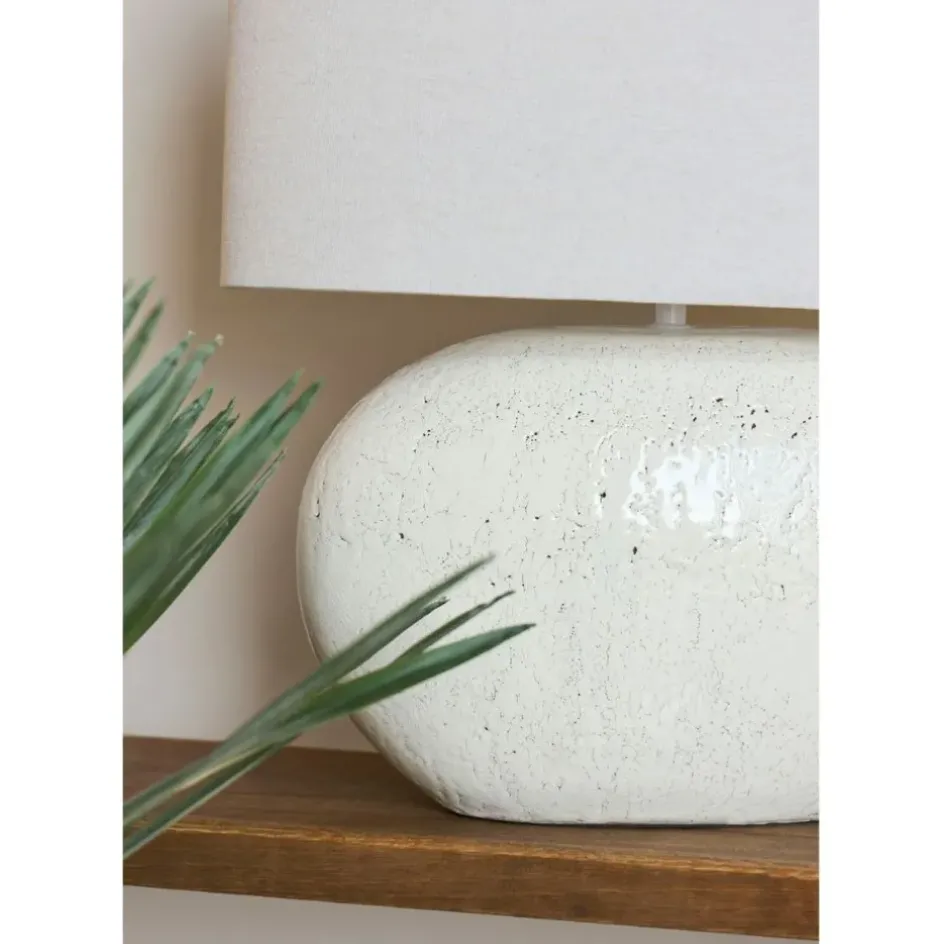 Fabrique de Styles Lampes À Poser*Lampe en terre cuite et lin blanc h50cm - Tahra