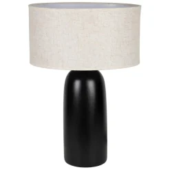 Fabrique de Styles Lampes À Poser*Lampe en terre cuite et lin noir et beige h60cm - Vita