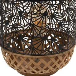 Fabrique de Styles Lampes À Poser*Lampe lanterne en fer et bambou h36.5cm noir et doré - flaural