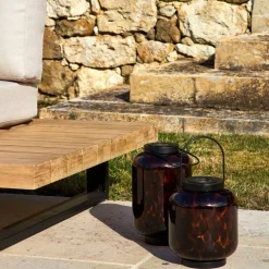 Enfant Fabrique de Styles Luminaires|Jardin*Lanterne solaire en verre leopard d16xh35.5cm