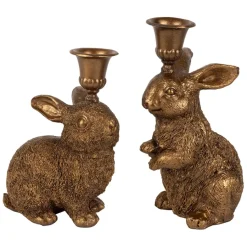 Fabrique de Styles Photophores, Bougeoirs Et Lanternes*Lot de 2 bougeoirs lapin en poudre de pierre et fer - Floreal