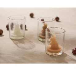 Fabrique de Styles Bougies Non Parfumées*Lot de 3 bougies lapin blanc beige et marron 2h - Floreal