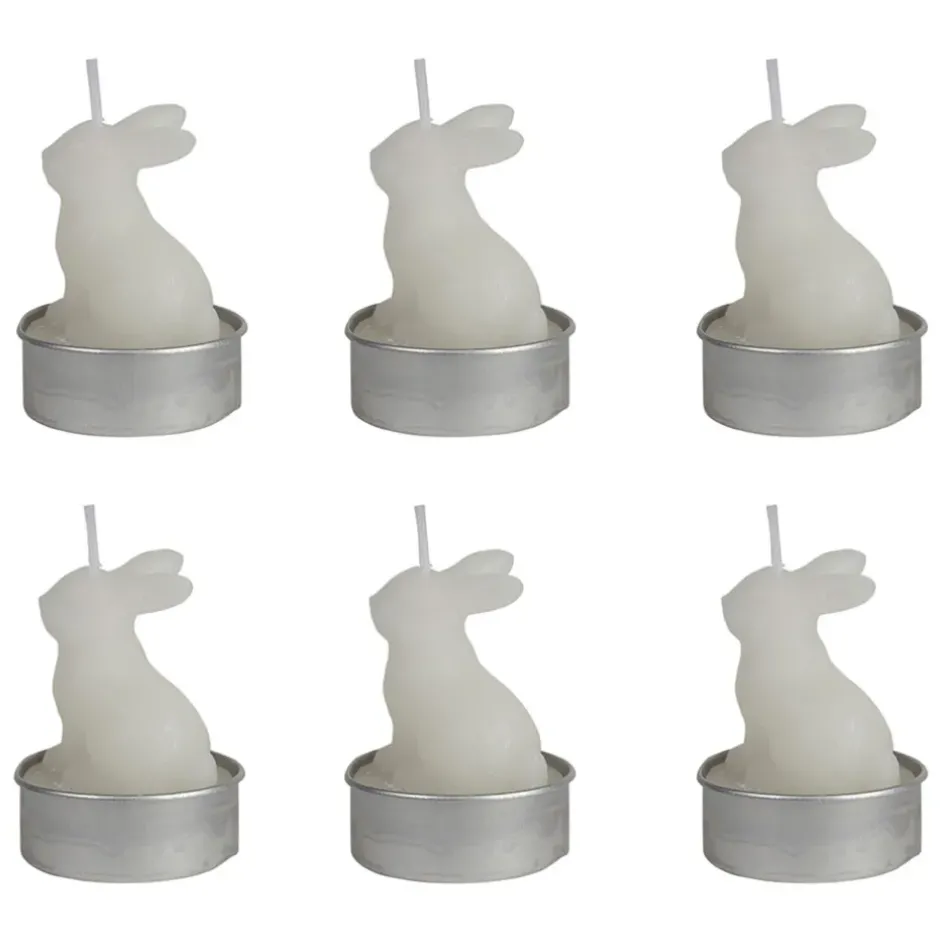 Fabrique de Styles Bougies Non Parfumées*Lot de 6 bougies lapin 2h - Floreal