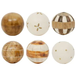 Fabrique de Styles Petits Objets Déco*Lot de 6 boules décoratives en résine et ivoire d10cm - Karumba